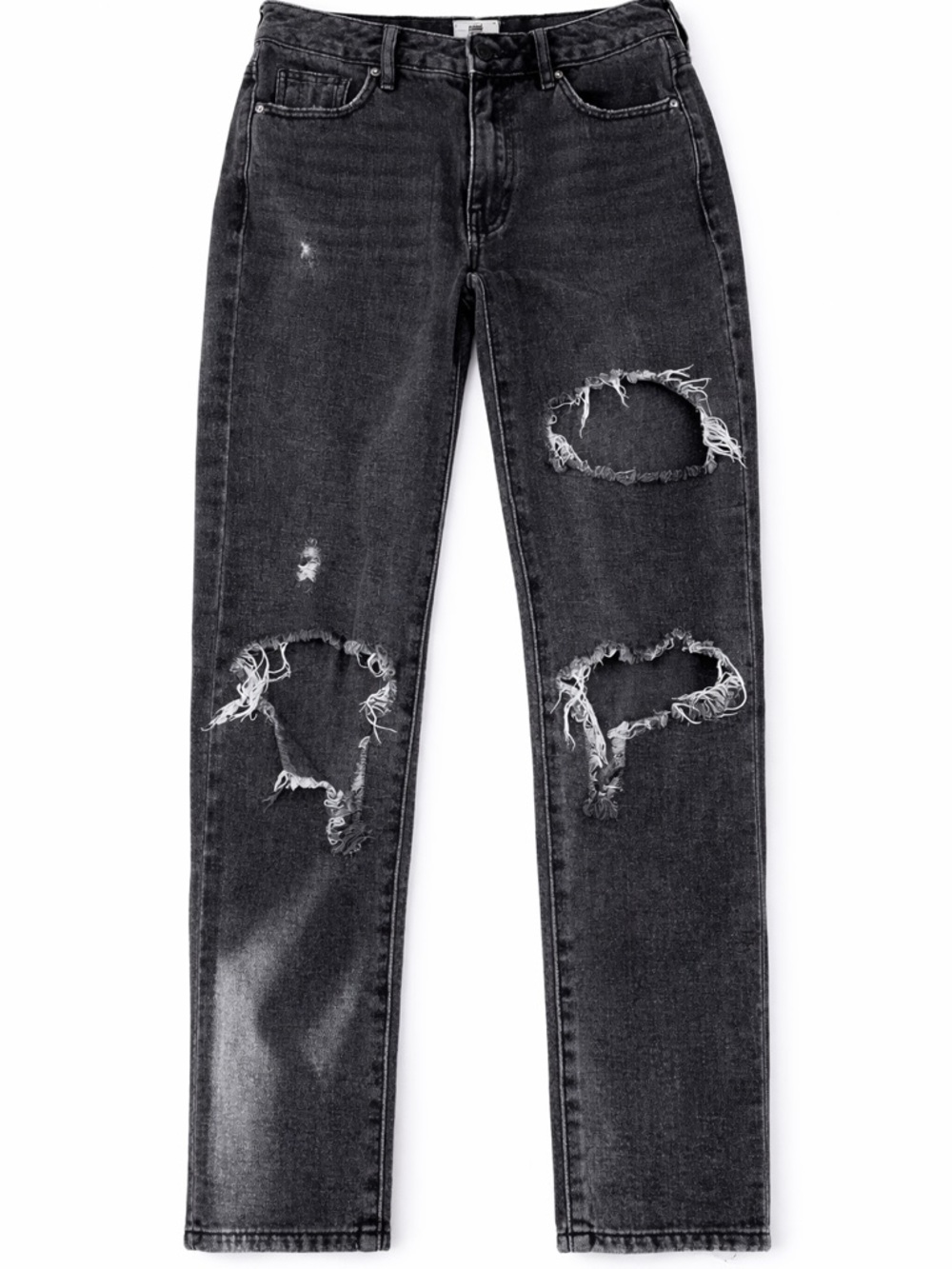 PacSun Women's Black Distressed Straight Leg Jeans. Mom jar